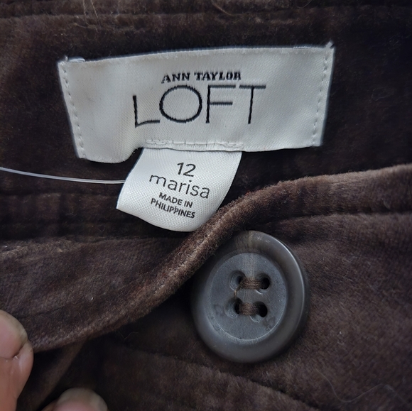 Ann Taylor LOFT size 12 marissa brown velveteen pant New with tag. - Picture 2 of 8